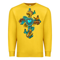 Lemon western cross with gemstone and sunflowers Premium Sweatshirt - texasbilliewilder