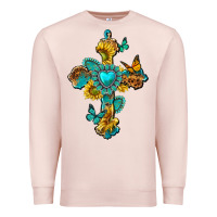 Pale Pink western cross with gemstone and sunflowers Premium Sweatshirt - texasbilliewilder