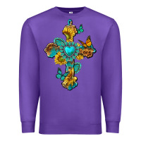 Purple western cross with gemstone and sunflowers Premium Sweatshirt - texasbilliewilder