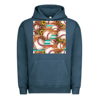 Pigment Midnight Navy baseball leopard sunflower seamless pattern Urban Hoodie - JahusDesignShop