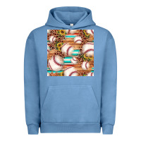 Pigment Pebble Blue baseball leopard sunflower seamless pattern Urban Hoodie - JahusDesignShop