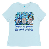 Baby Blue snuggle up gnomies it's coll outside Ladies Tee - BarkalooDesign