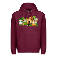 Burgundy chicken coffee cups Premium Hoodie - AdoDesignShop