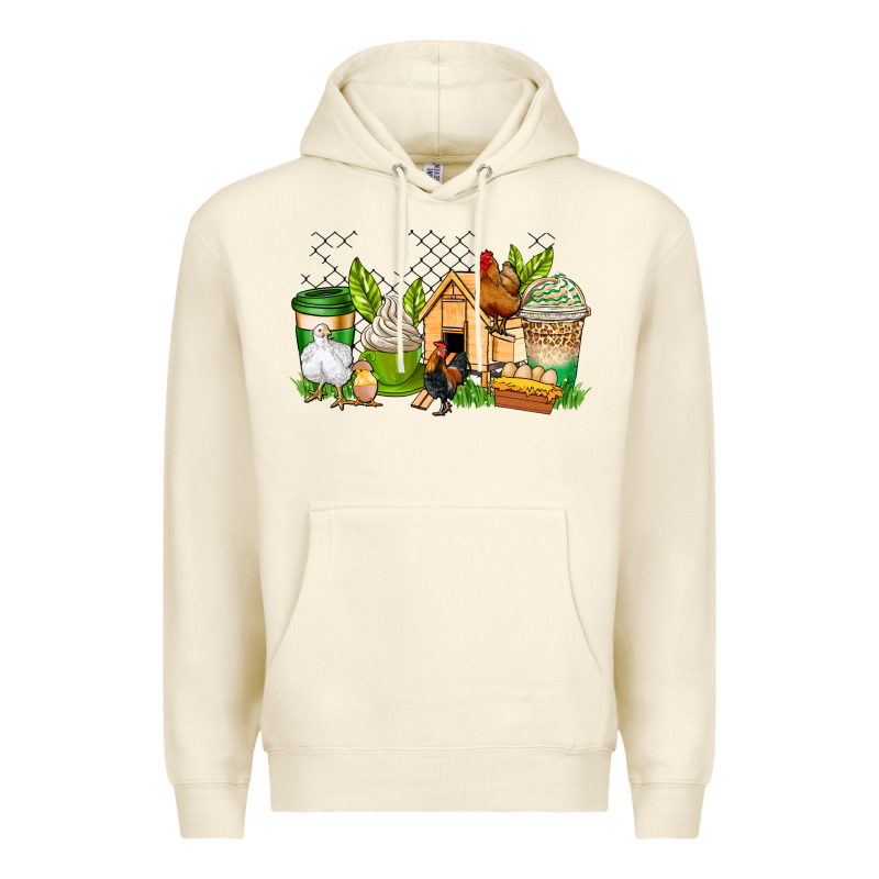Chicken Coffee Cups Premium Hoodie by AdoDesignShop | Teevron