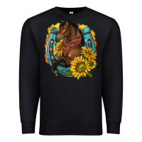 Black western horse with horseshoe Premium Sweatshirt - texasbilliewilder