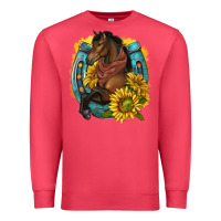 Cardinal western horse with horseshoe Premium Sweatshirt - texasbilliewilder