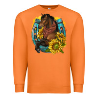 Carrot western horse with horseshoe Premium Sweatshirt - texasbilliewilder