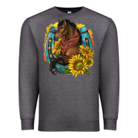 Charcoal Heather western horse with horseshoe Premium Sweatshirt - texasbilliewilder