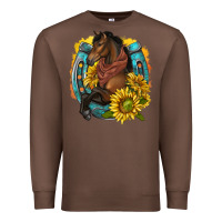 Chestnut western horse with horseshoe Premium Sweatshirt - texasbilliewilder