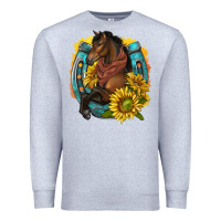 Heather Grey western horse with horseshoe Premium Sweatshirt - texasbilliewilder