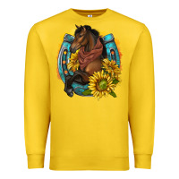 Lemon western horse with horseshoe Premium Sweatshirt - texasbilliewilder