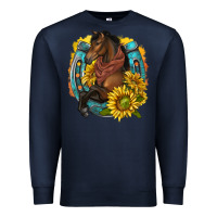 Navy western horse with horseshoe Premium Sweatshirt - texasbilliewilder