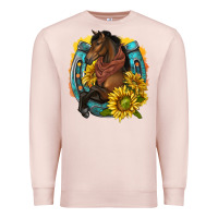 Pale Pink western horse with horseshoe Premium Sweatshirt - texasbilliewilder