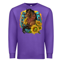 Purple western horse with horseshoe Premium Sweatshirt - texasbilliewilder