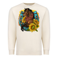 Sandshell western horse with horseshoe Premium Sweatshirt - texasbilliewilder