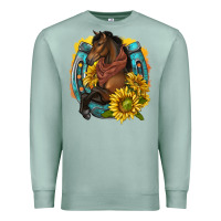 Seafoam western horse with horseshoe Premium Sweatshirt - texasbilliewilder