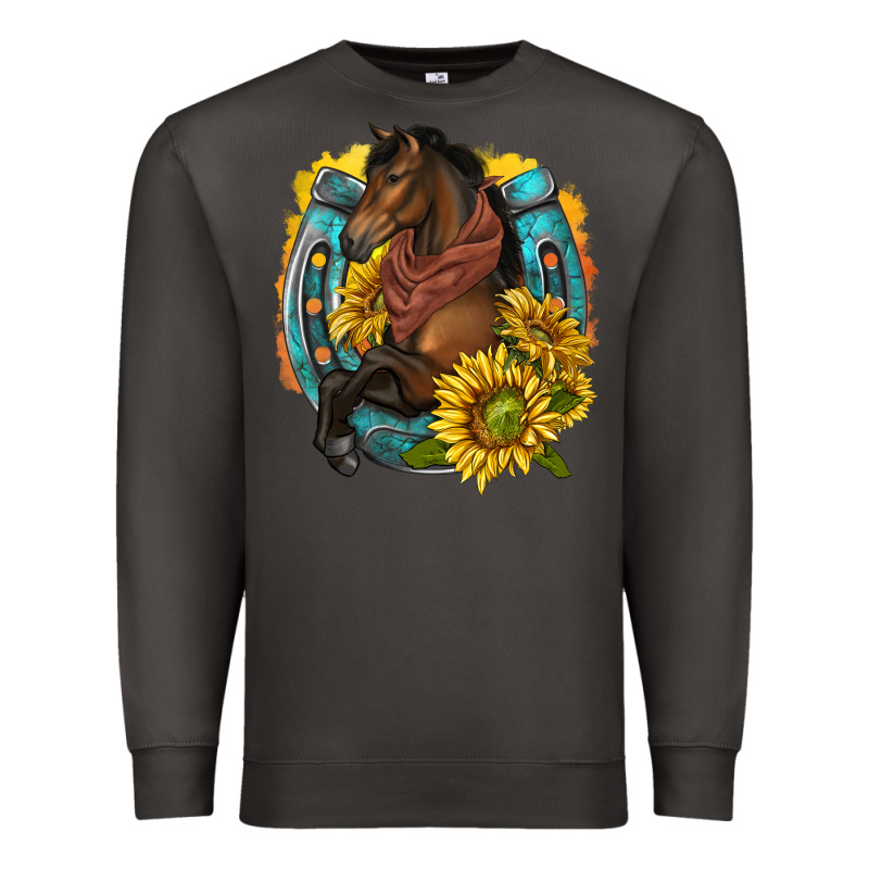 Western Horse With Horseshoe Premium Sweatshirt by texasbilliewilder | Teevron