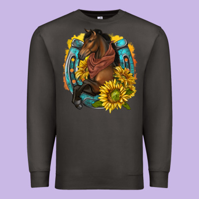 Premium Sweatshirt western horse with horseshoe