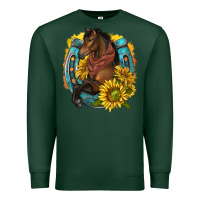 Sports Green western horse with horseshoe Premium Sweatshirt - texasbilliewilder