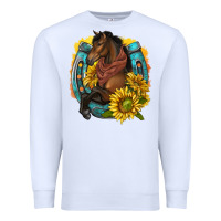 White western horse with horseshoe Premium Sweatshirt - texasbilliewilder