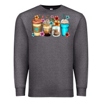 Charcoal Heather flowers with coffee Premium Sweatshirt - Zillion Design Studio