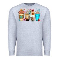 Heather Grey flowers with coffee Premium Sweatshirt - Zillion Design Studio