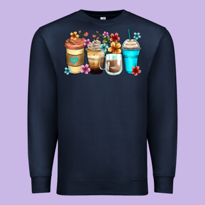 Flowers With Coffee Premium Sweatshirt Designed By Zillion Design Studio