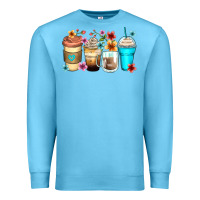 Ocean Blue flowers with coffee Premium Sweatshirt - Zillion Design Studio