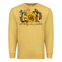 Antique Gold With god all things are possible with sunflower Premium Sweatshirt - texasbilliewilder