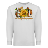 Dove Grey With god all things are possible with sunflower Premium Sweatshirt - texasbilliewilder