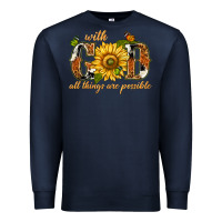 Navy With god all things are possible with sunflower Premium Sweatshirt - texasbilliewilder