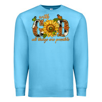 Ocean Blue With god all things are possible with sunflower Premium Sweatshirt - texasbilliewilder
