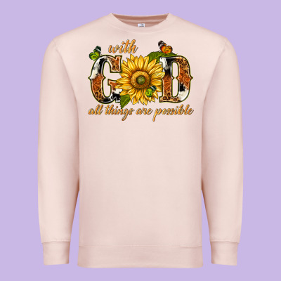 Premium Sweatshirt With god all things are possible with sunflower