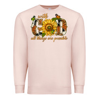 Pale Pink With god all things are possible with sunflower Premium Sweatshirt - texasbilliewilder