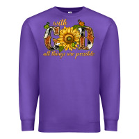 Purple With god all things are possible with sunflower Premium Sweatshirt - texasbilliewilder