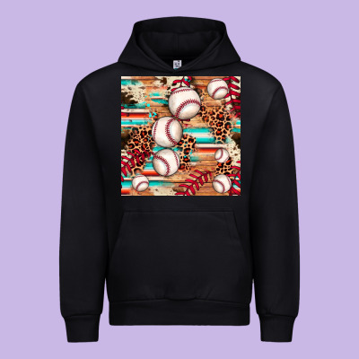 Baseball Leopard Cowhide Turquoise Seamless Pattern Urban Hoodie Designed By Jahusdesignshop
