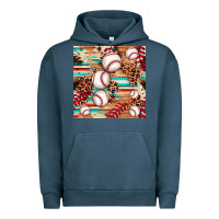 Pigment Midnight Navy baseball leopard cowhide turquoise seamless pattern Urban Hoodie - JahusDesignShop