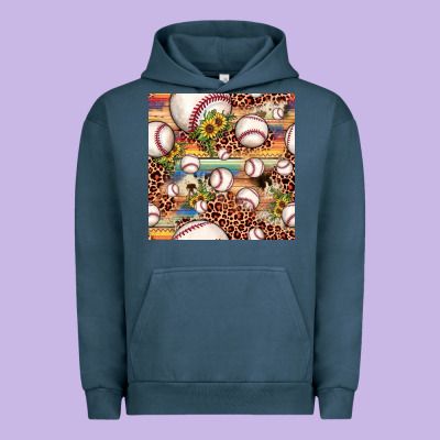 Baseball Leopard Cowhide Sunflower Seamless Pattern Urban Hoodie Designed By Jahusdesignshop