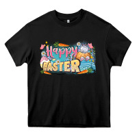 Black Happy Easter Heavy Core Tee - LillyAllenDesigns
