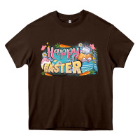 Chocolate Brown Happy Easter Heavy Core Tee - LillyAllenDesigns