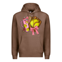 Chestnut softball coquette bow Premium Hoodie - JahusDesignShop