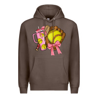 Coffee softball coquette bow Premium Hoodie - JahusDesignShop