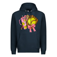 Navy softball coquette bow Premium Hoodie - JahusDesignShop