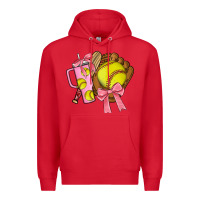 Red softball coquette bow Premium Hoodie - JahusDesignShop