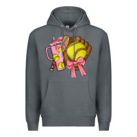 Rock softball coquette bow Premium Hoodie - JahusDesignShop