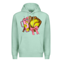 Seafoam softball coquette bow Premium Hoodie - JahusDesignShop