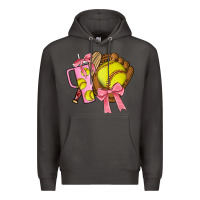 Smoke softball coquette bow Premium Hoodie - JahusDesignShop