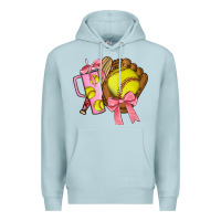 Blue Mist softball coquette bow Premium Hoodie - JahusDesignShop