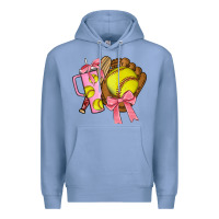 Colony Blue softball coquette bow Premium Hoodie - JahusDesignShop
