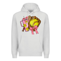 Dove Grey softball coquette bow Premium Hoodie - JahusDesignShop